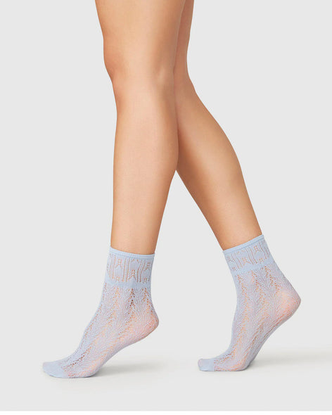 socks - Erica crochet socks dusty blue