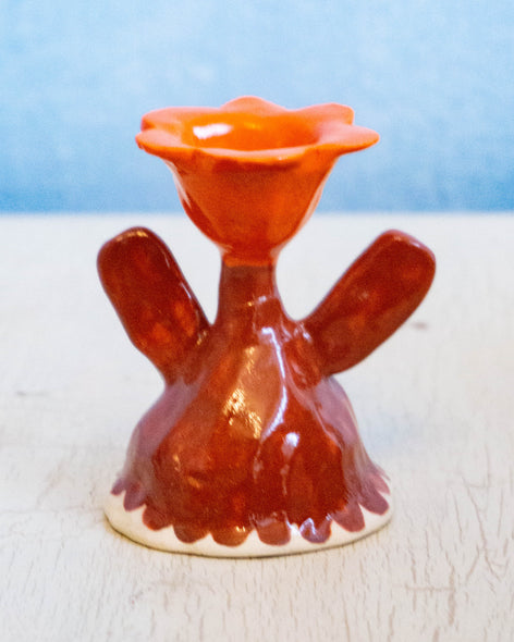 flower candle holder - red