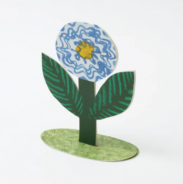 greeting card - blue flower standup card
