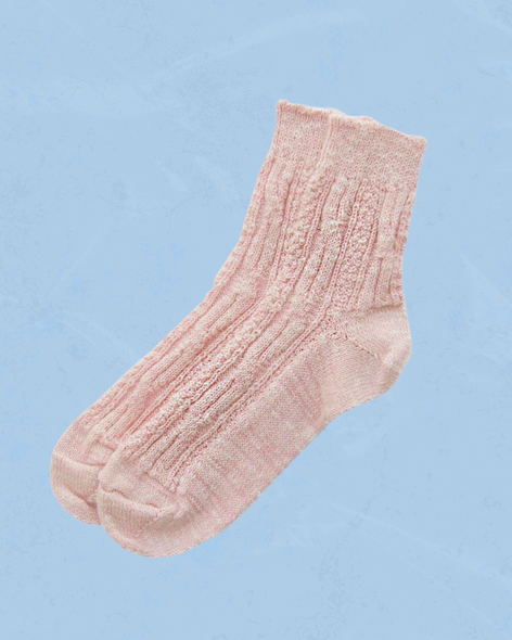 okayok retro knit cotton slub sock in light pink