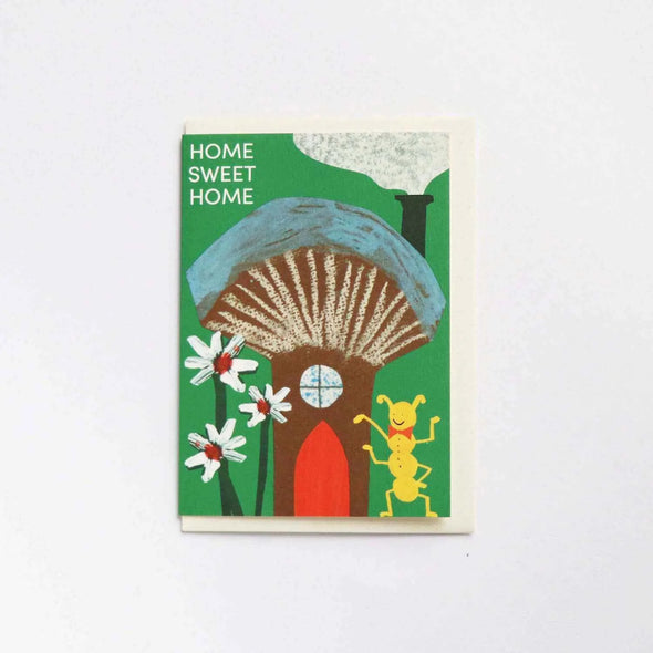 greeting card - home sweet home mushroom