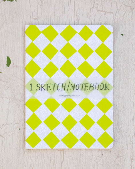 notebook - lime green chequered