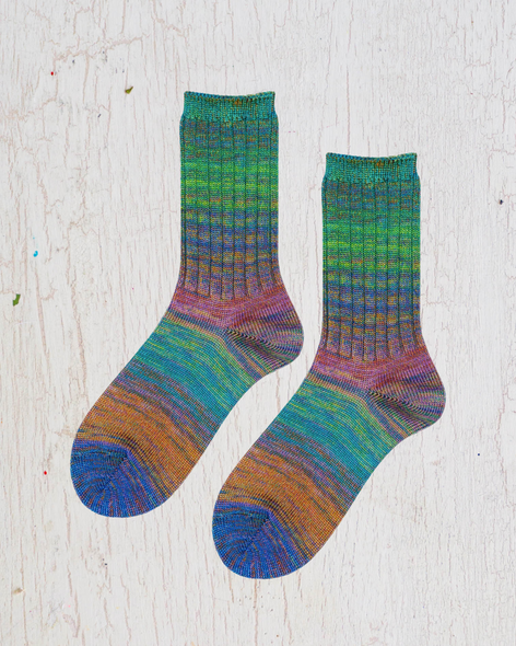 socks - space dye crew - poseidon