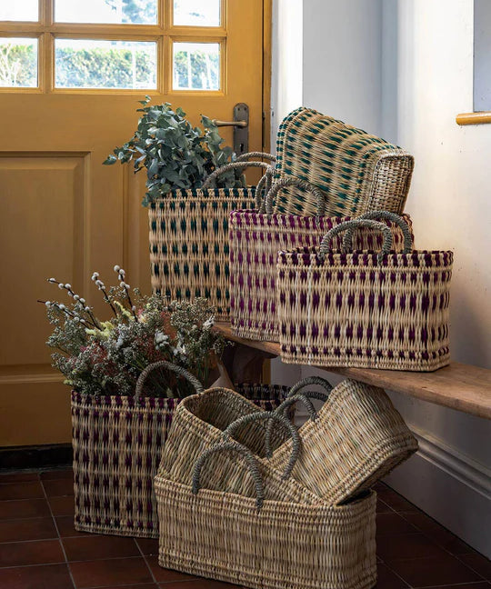 panier - rangement en roseau tressé vert