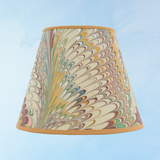 lampshade - hand marbled - 10" flatiron feathers