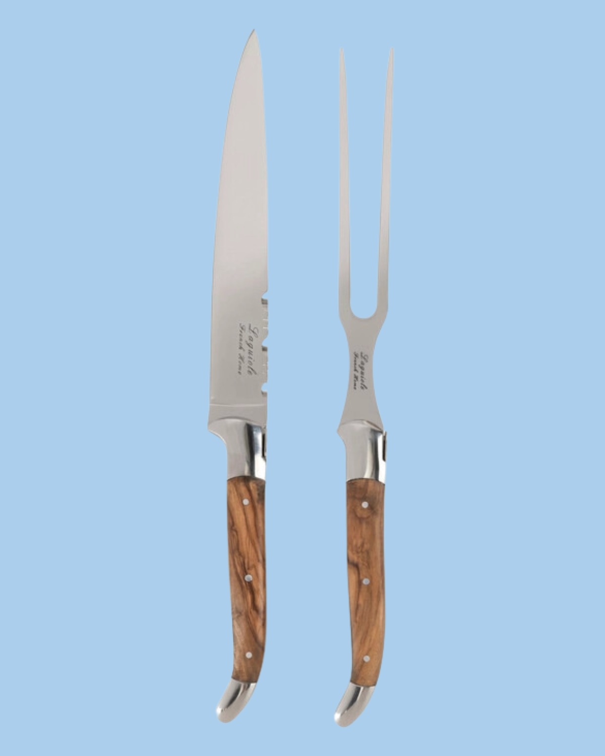 carving knife & fork set - olivewood