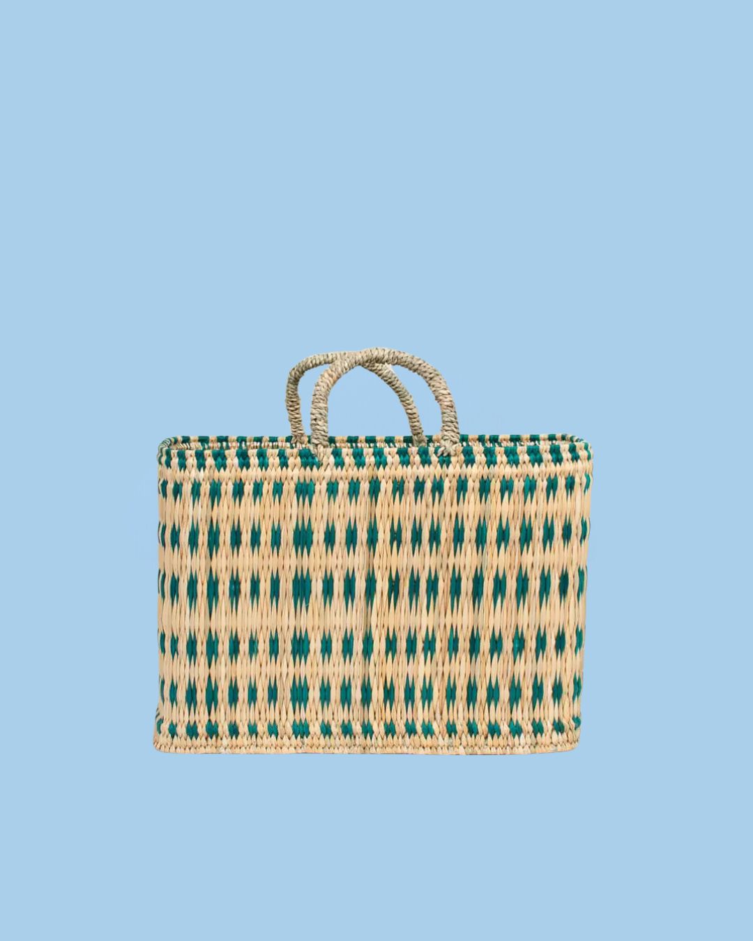 basket - green woven reed storage