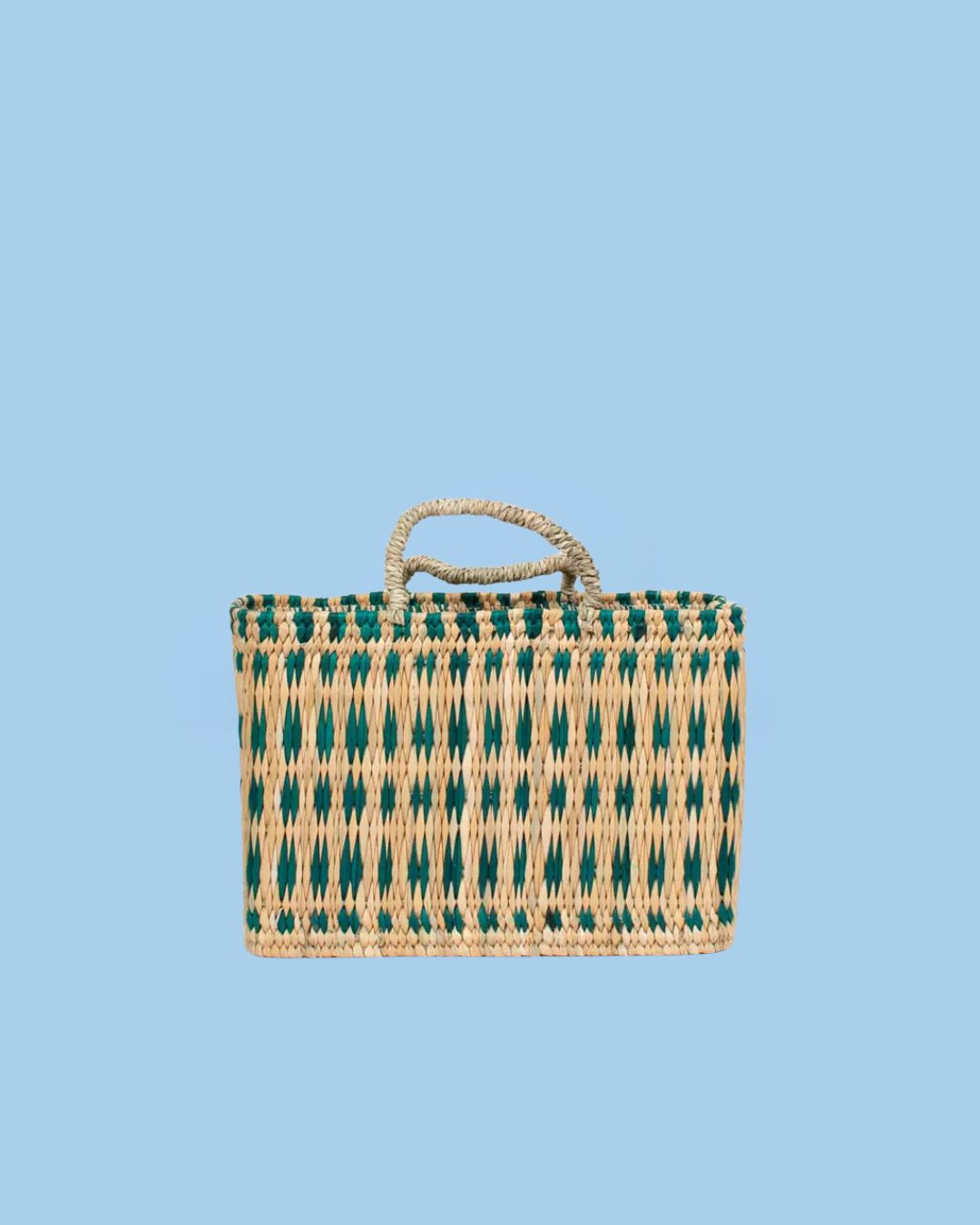 basket - green woven reed storage