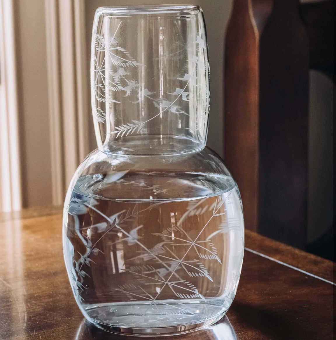 fern crystal carafe set