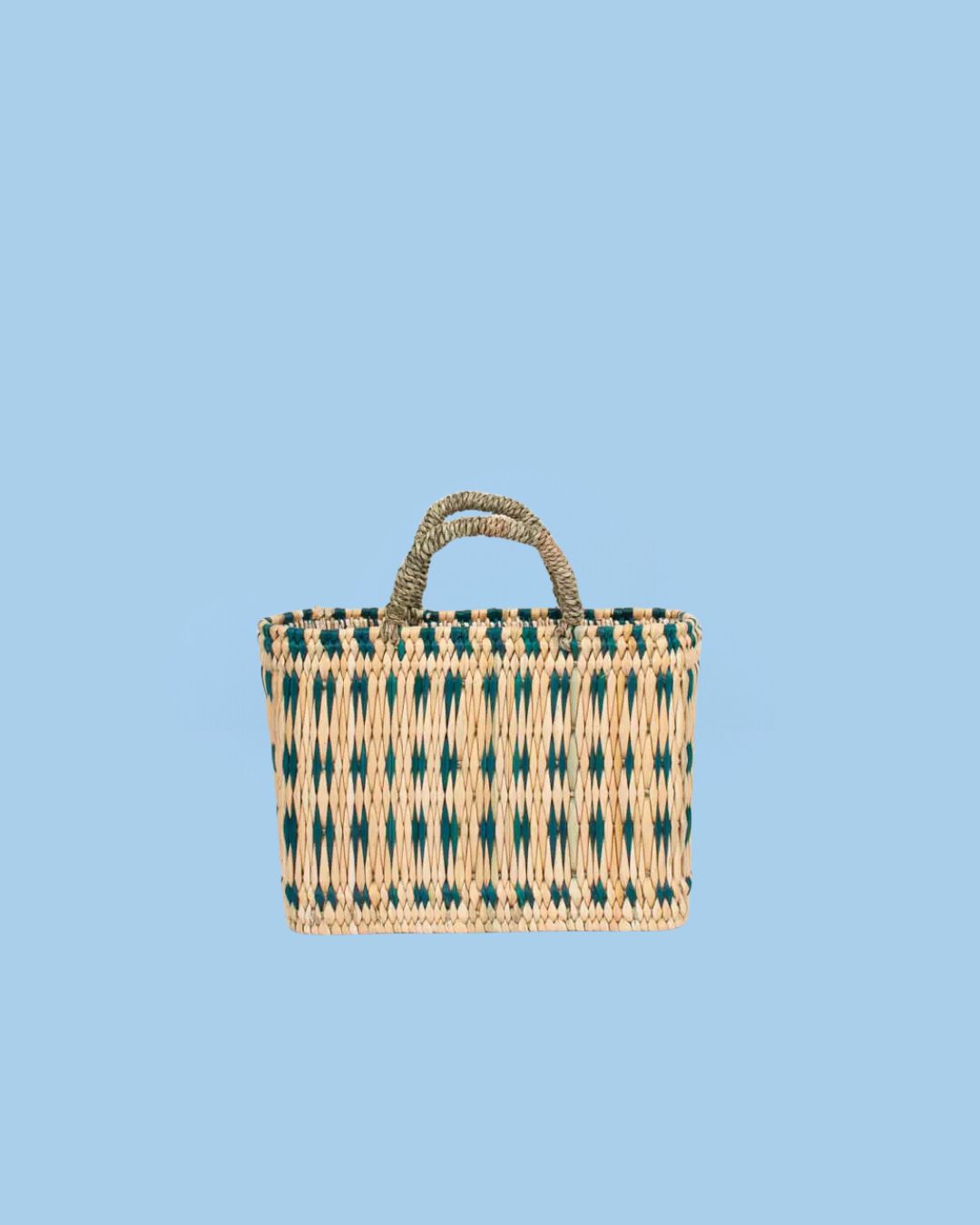 basket - green woven reed storage