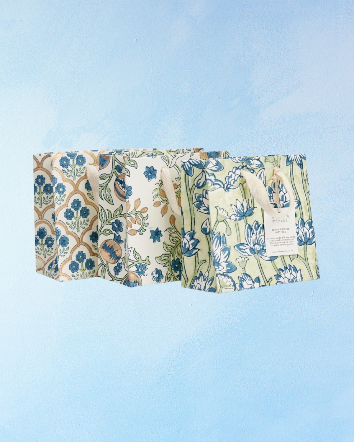 small gift bag - indigo (multiple styles)