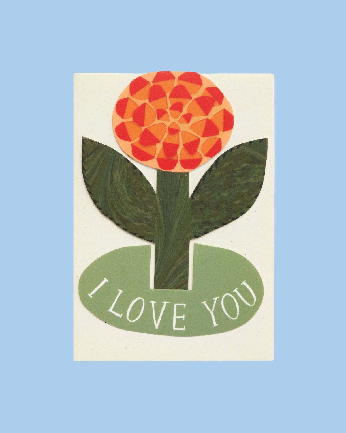 greeting card - 'i love you' rose (stand-up)