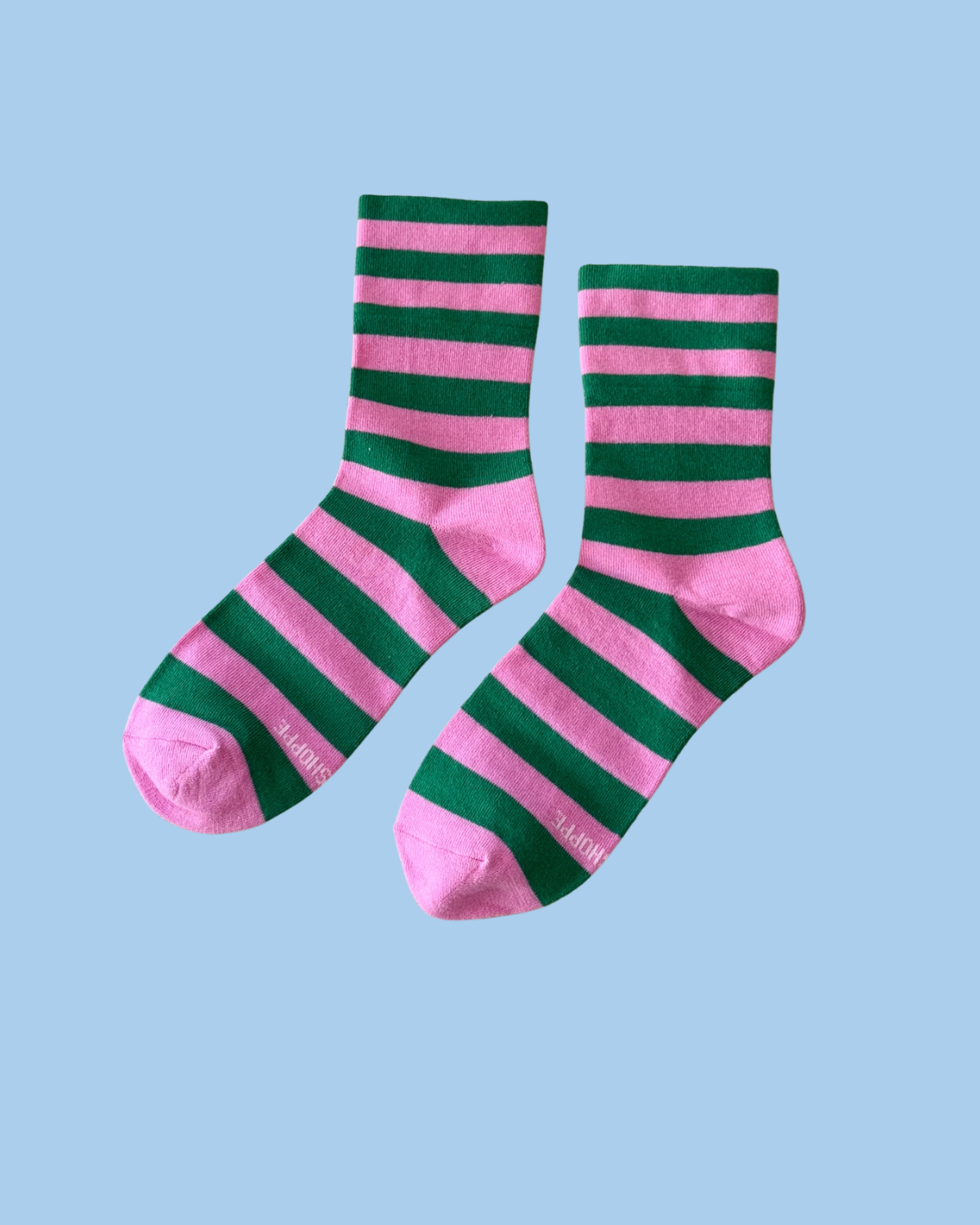 socks - wally - wide pink & green stripe