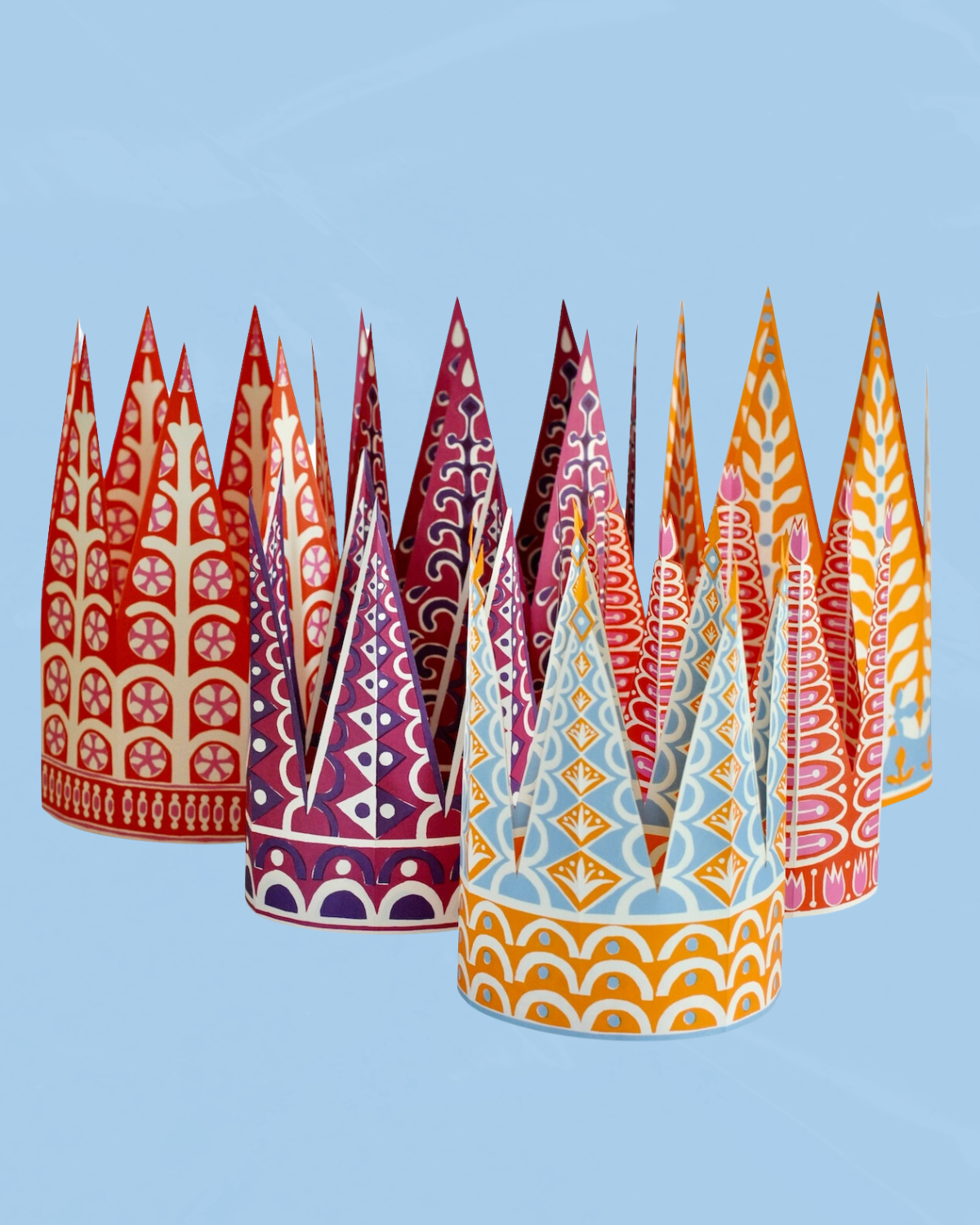 six fancy paper crowns