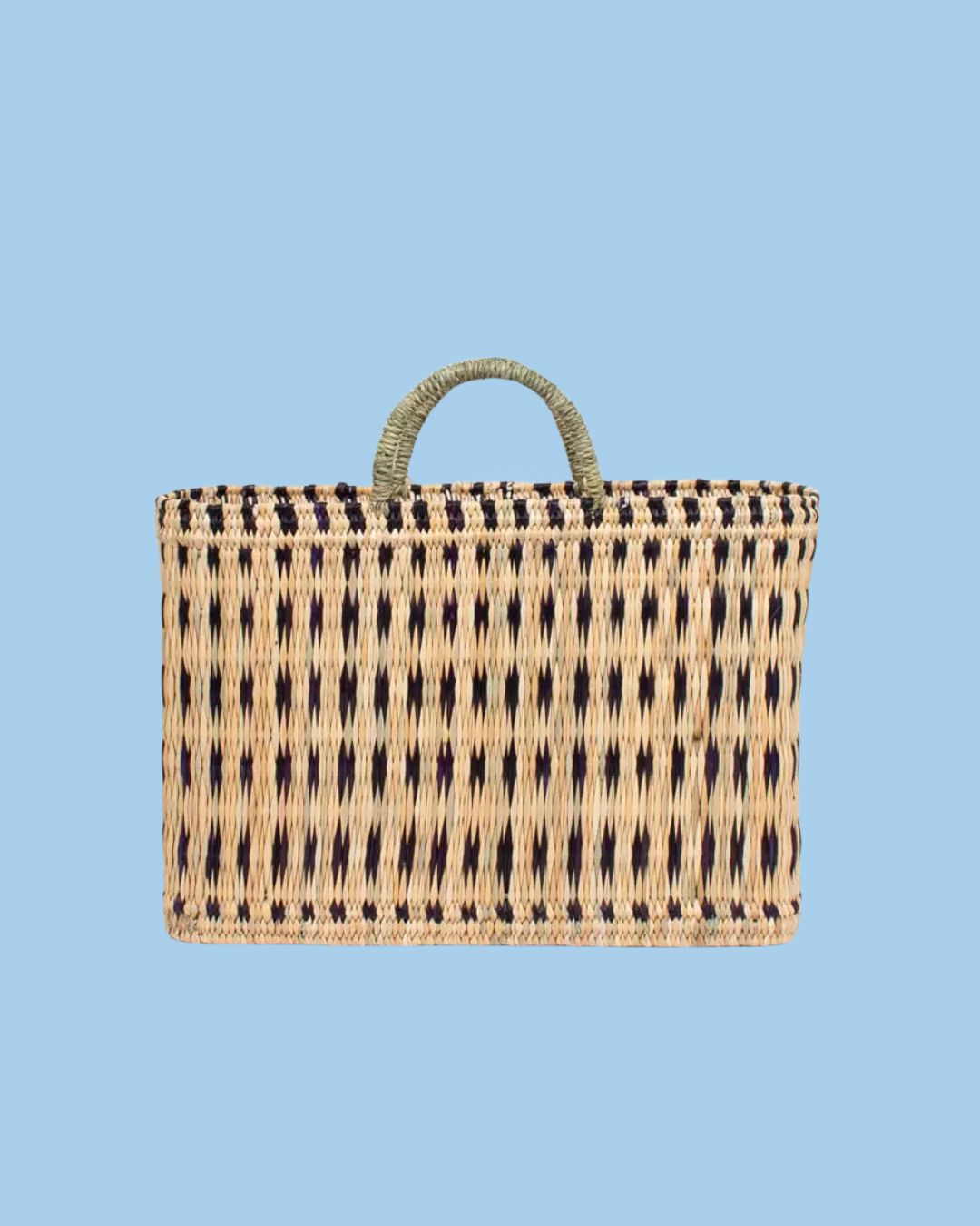 basket - indigo woven reed storage