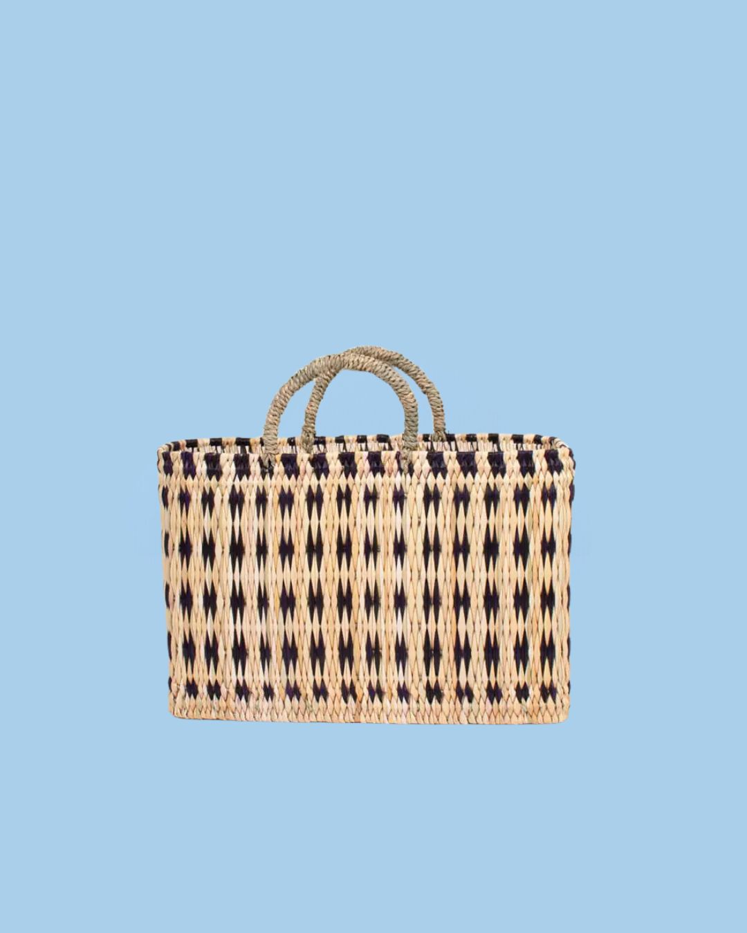 basket - indigo woven reed storage