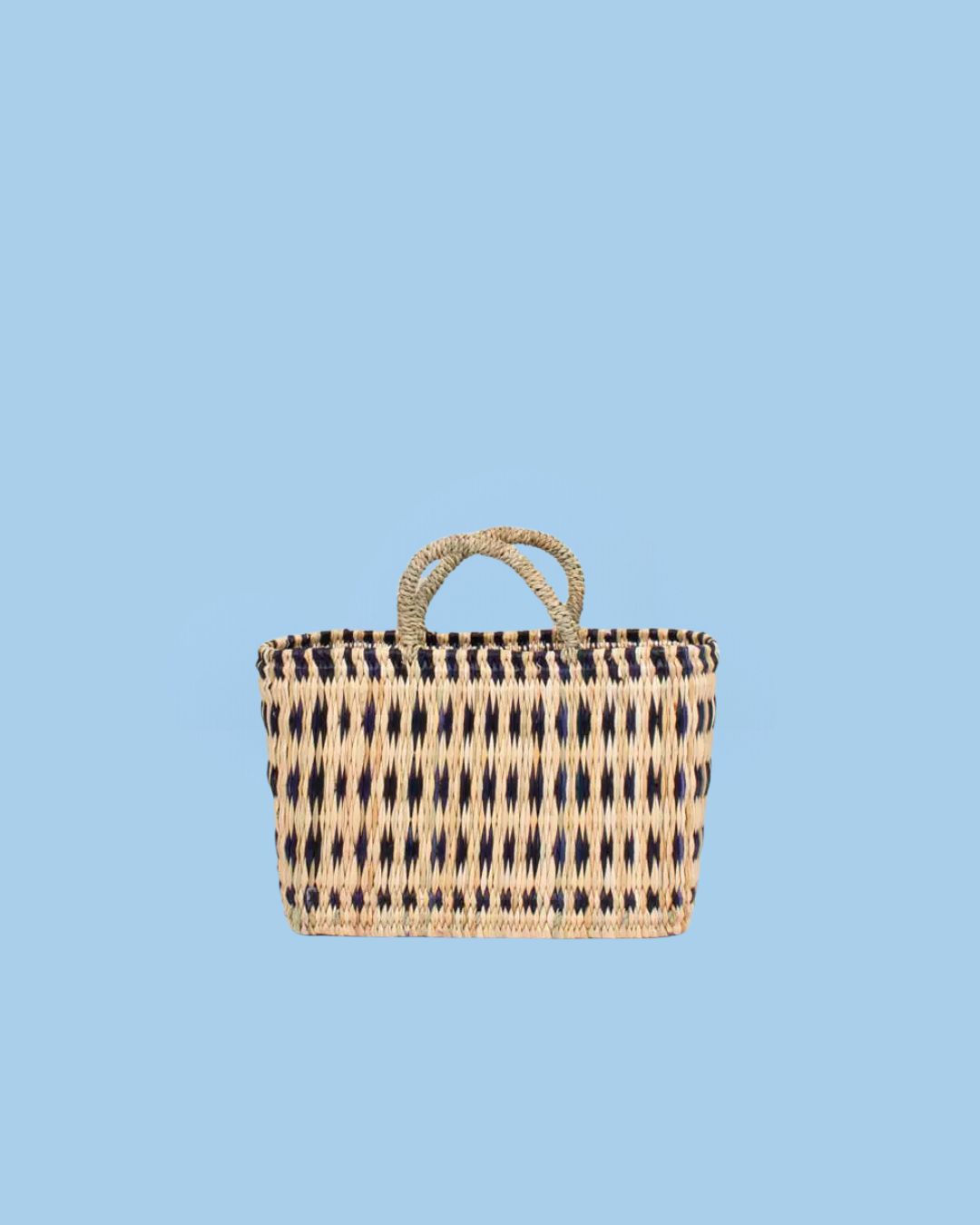 basket - indigo woven reed storage