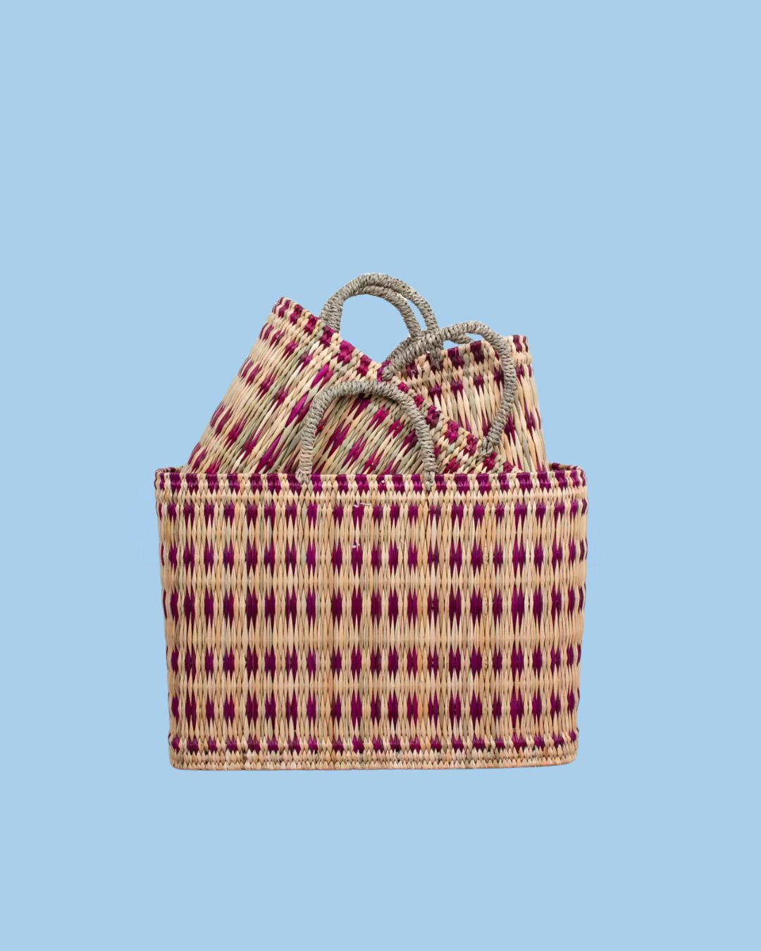 basket - violet woven reed storage