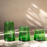 glassware -tumbler: short mouth-blown green