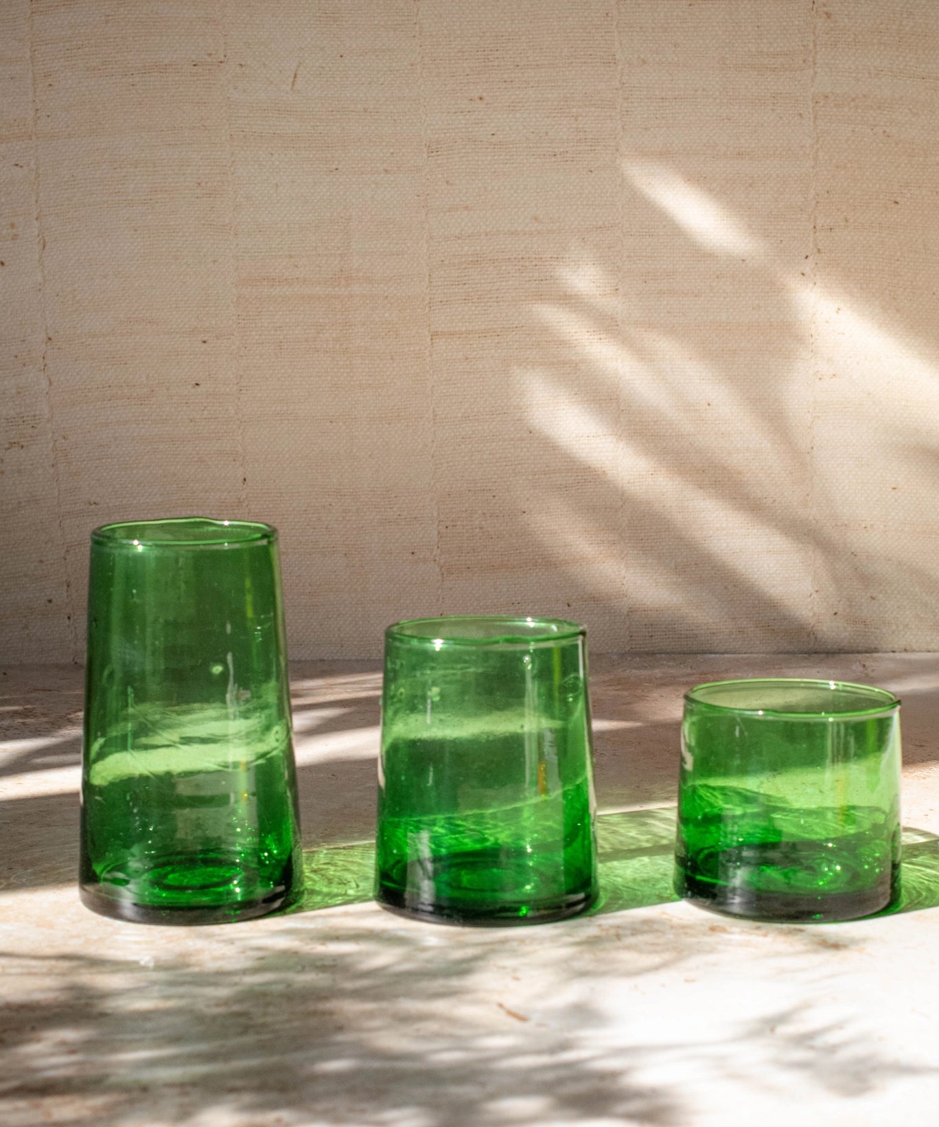 glassware -tumbler: short mouth-blown green