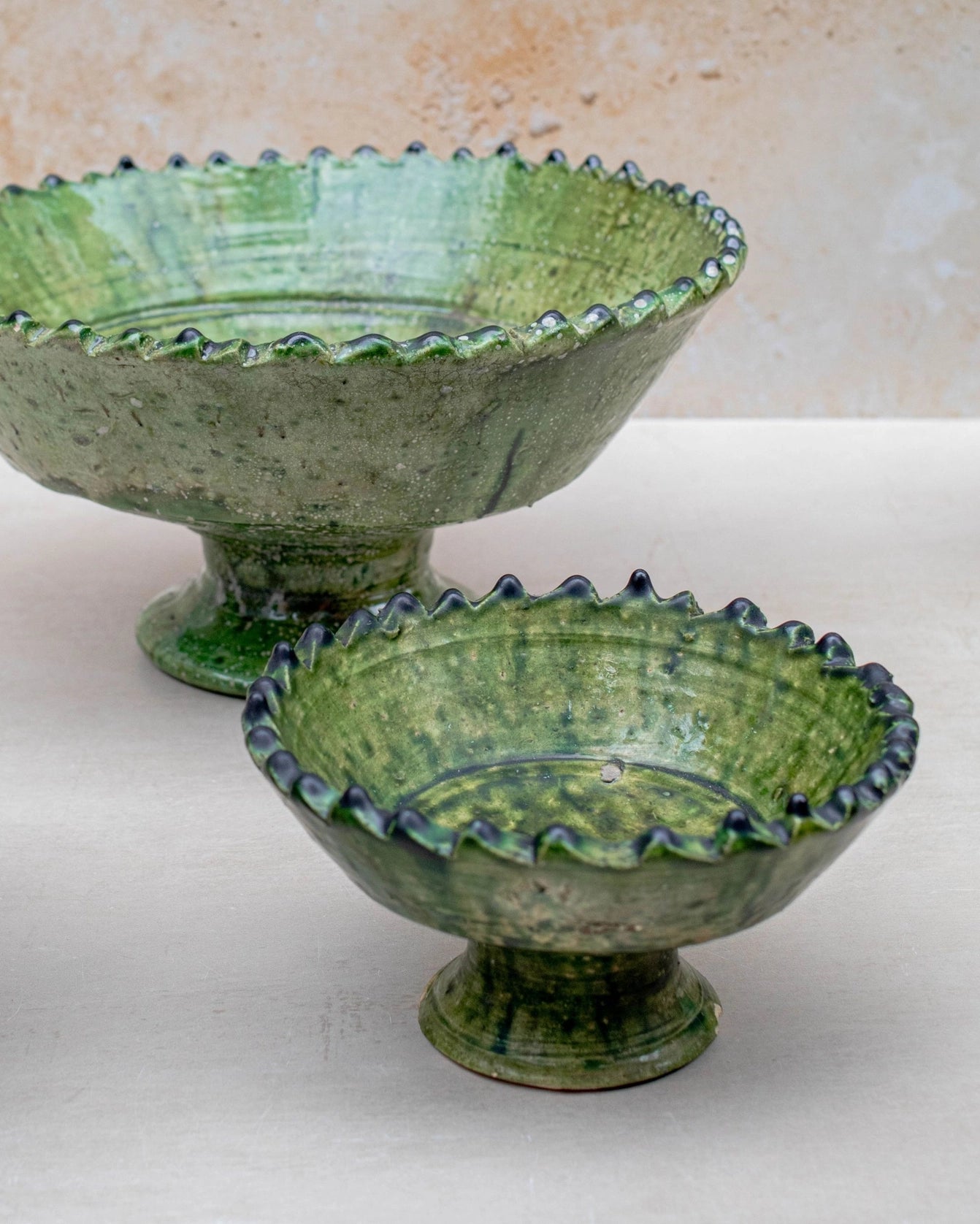 footed ceramic bowl - tamegroute green (multiple sizes)