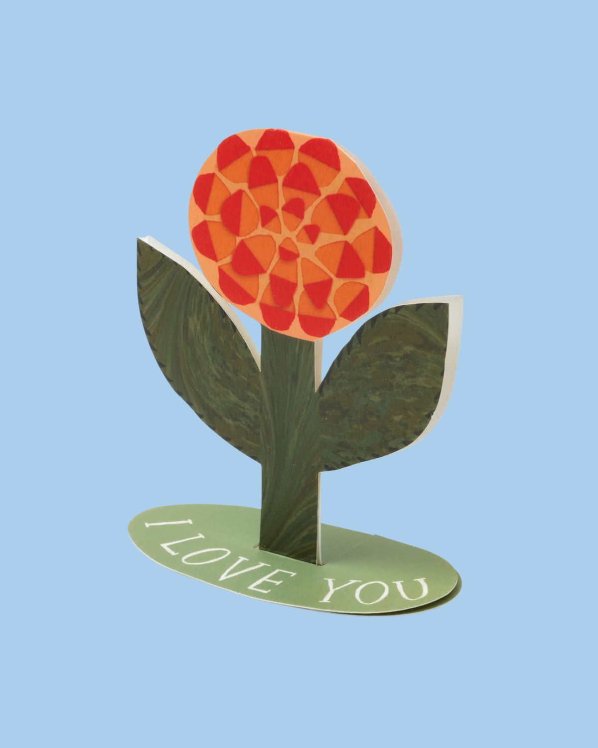 greeting card - 'i love you' rose (stand-up)