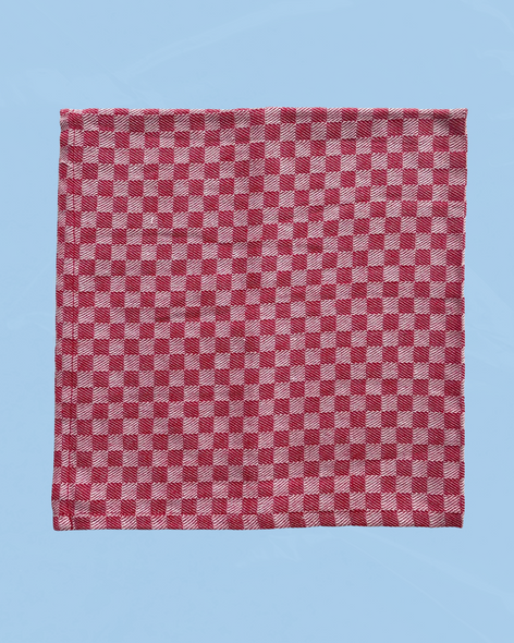 set of 4 100% cotton woven red check napkins
