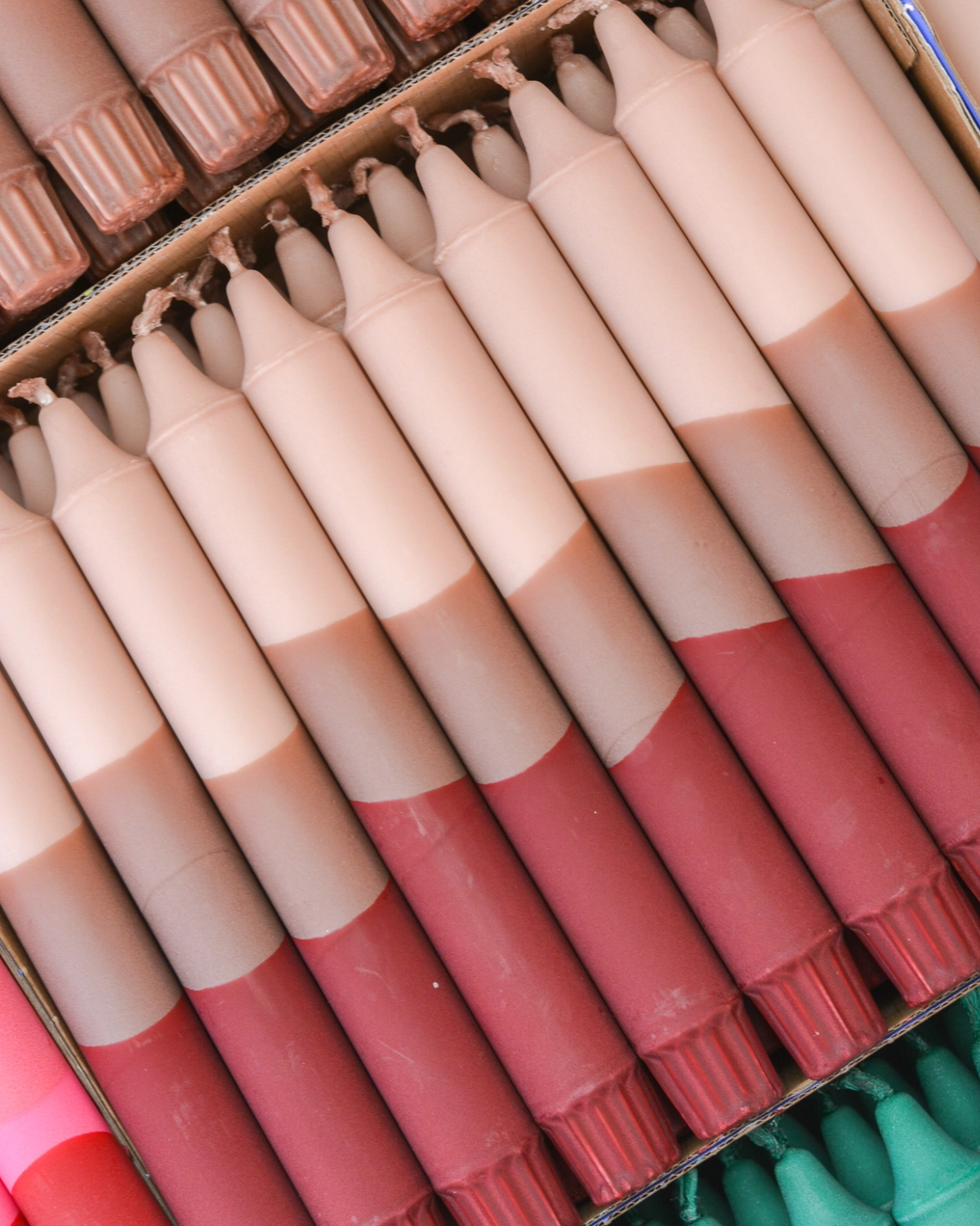 candle  - taper candle (single) -  beige + brown + burgundy