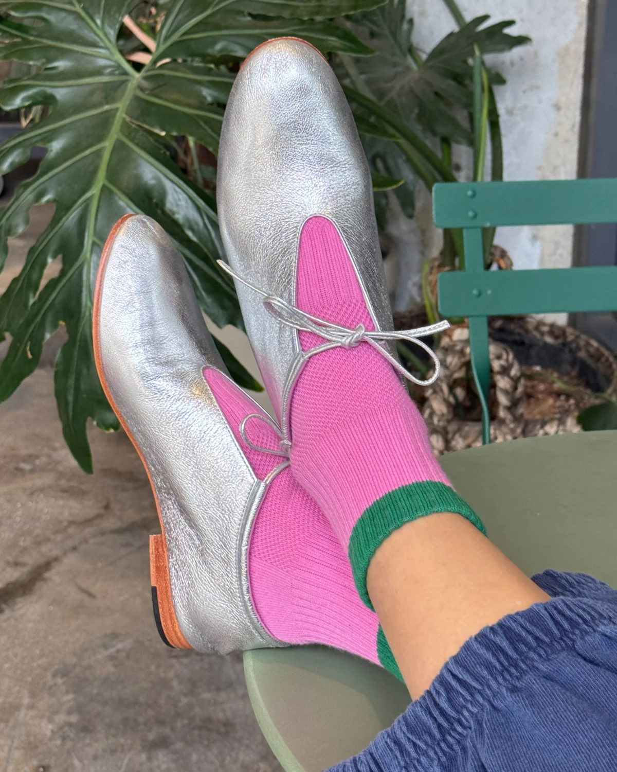 socks - girlfriend - colour block rose/green
