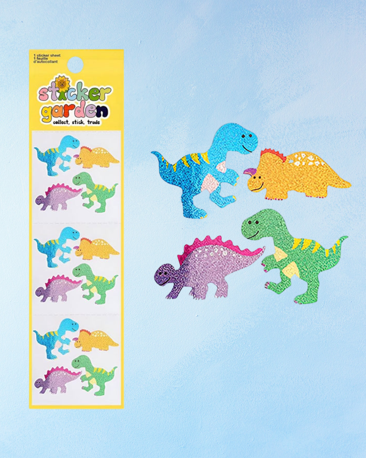 sticker sheet - sparkly dinosaurs