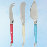 three piece cheese knife set - coral/turquoise/ivory