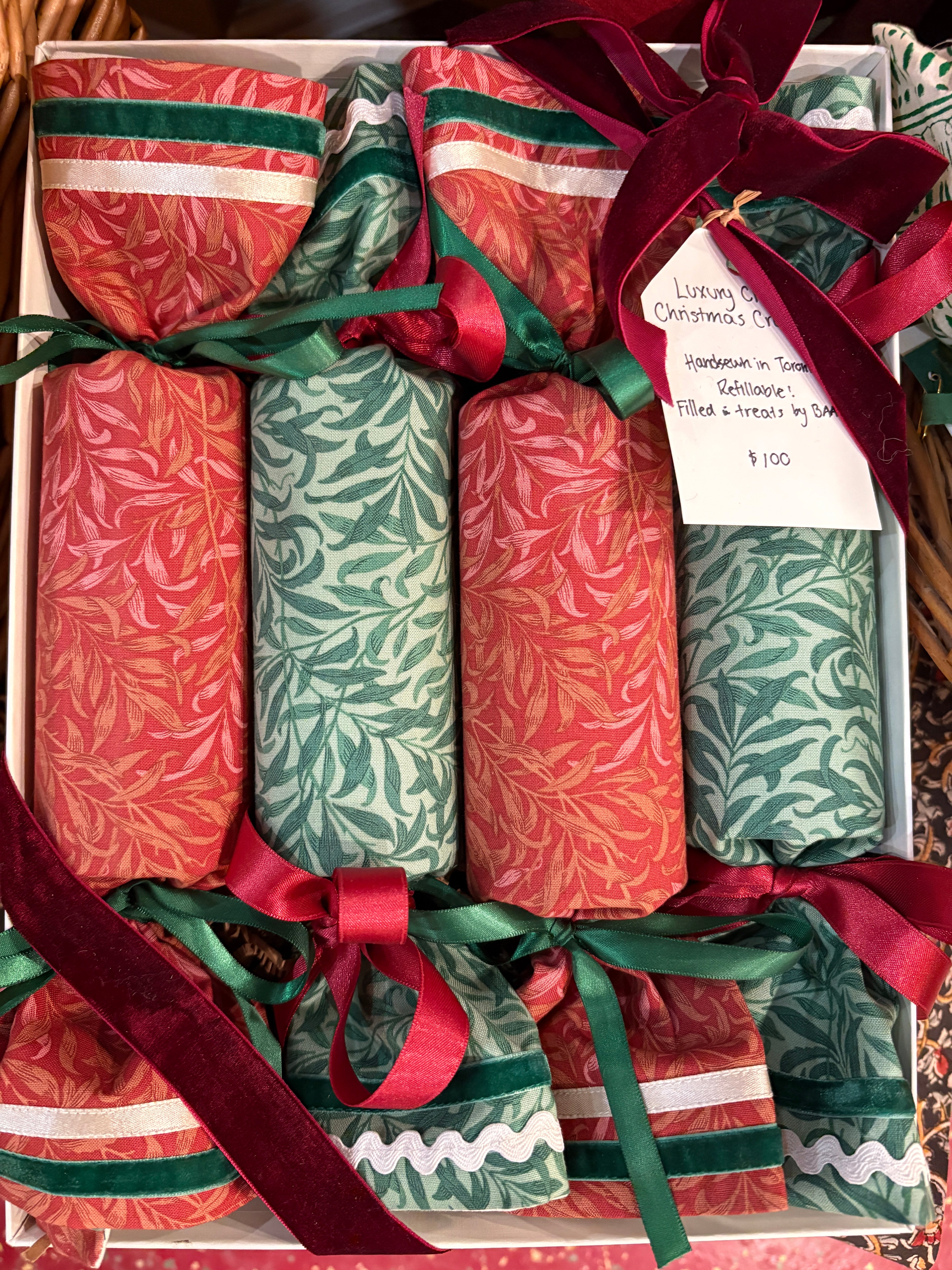 Luxury Christmas crackers - reusable fabric, comes filled