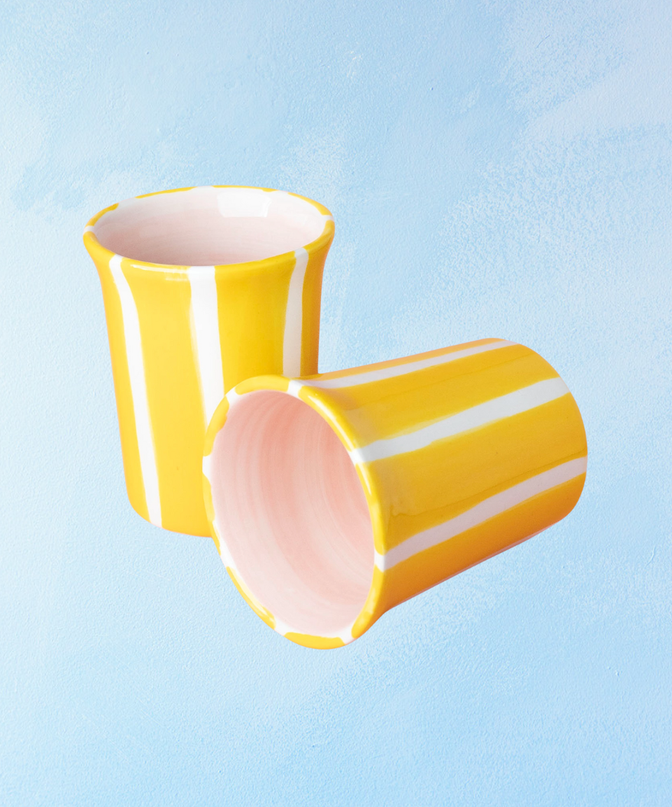 ceramic - tumbler - striped yellow