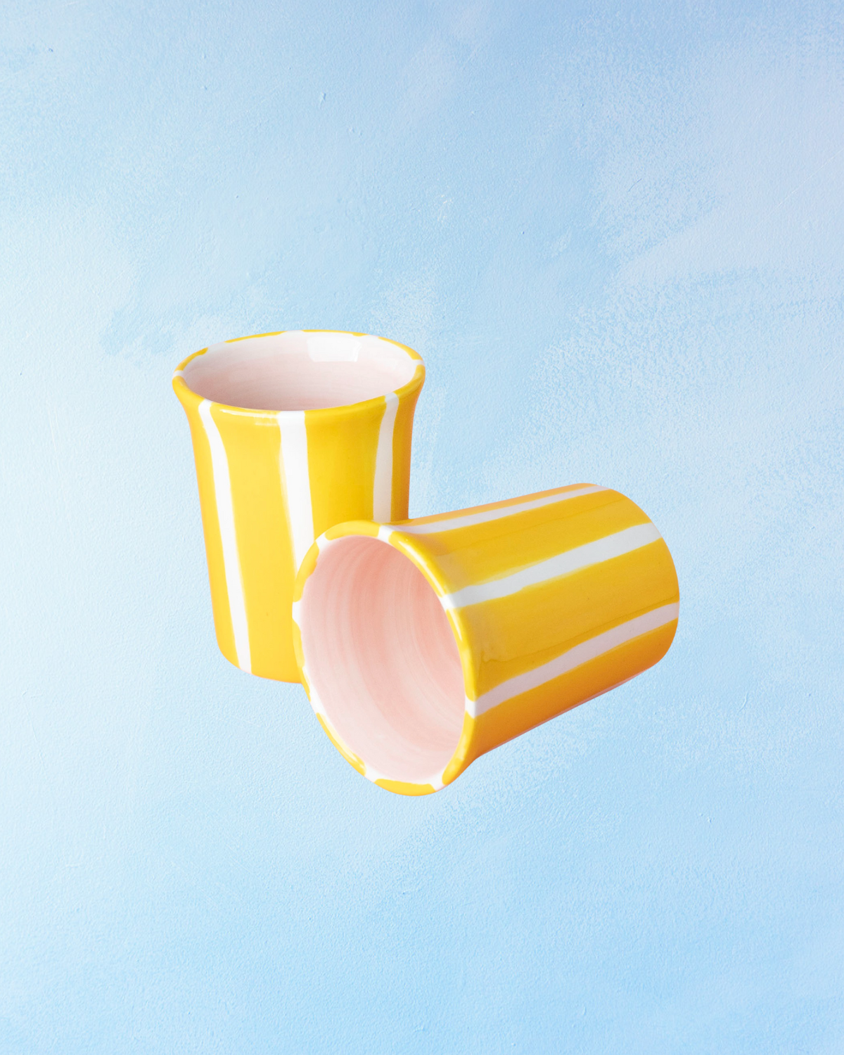 ceramic tumbler - white and yellow