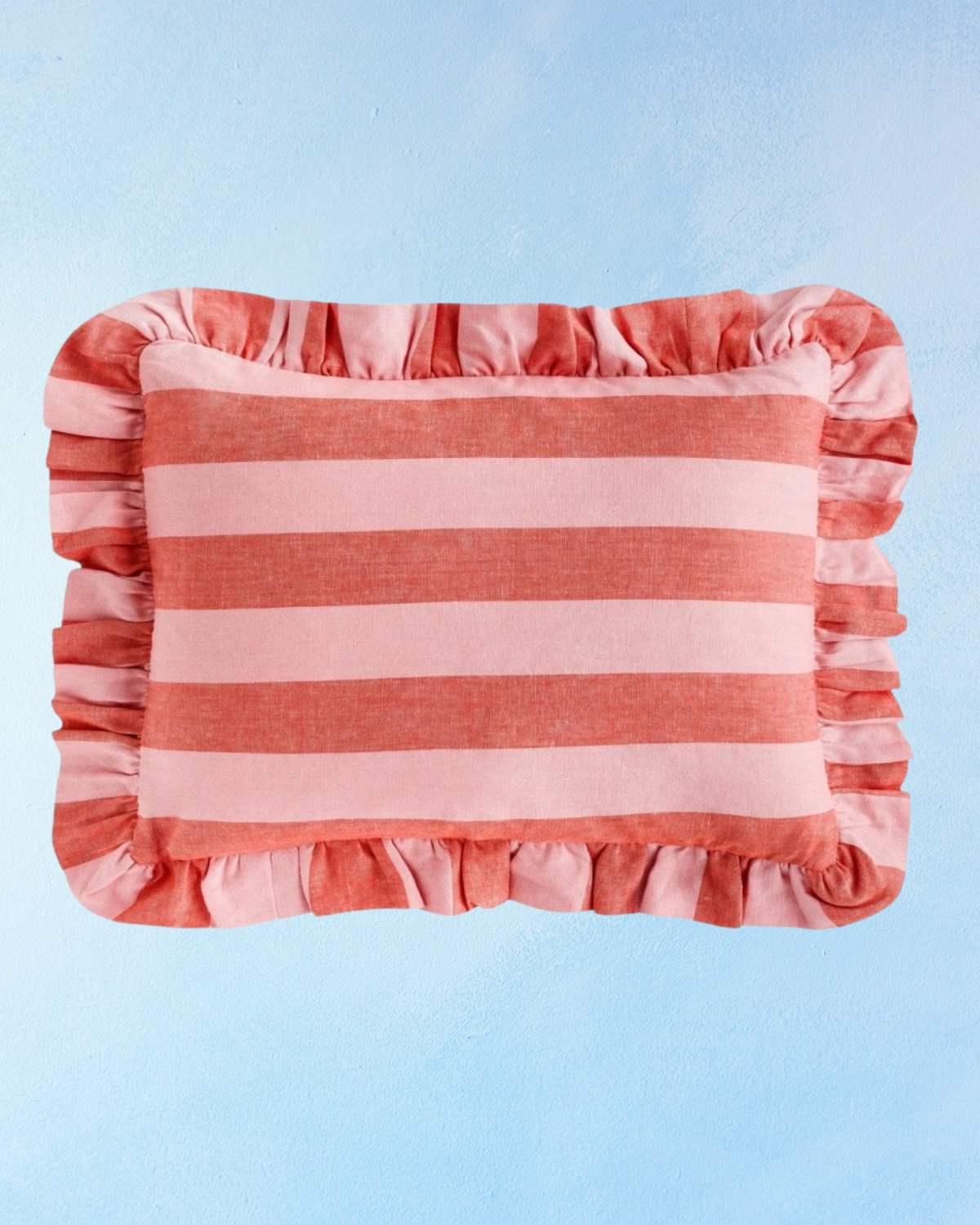 pillow - raspberry & pink stripes frill (insert included)