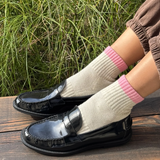 calcetines - novia - bloques de color gris y rosa