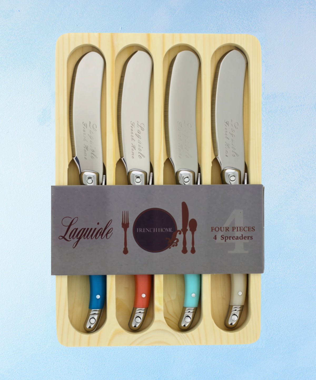 four piece spreader knife set - coral & turquoise