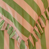 pillowcases - green stripe ruffle