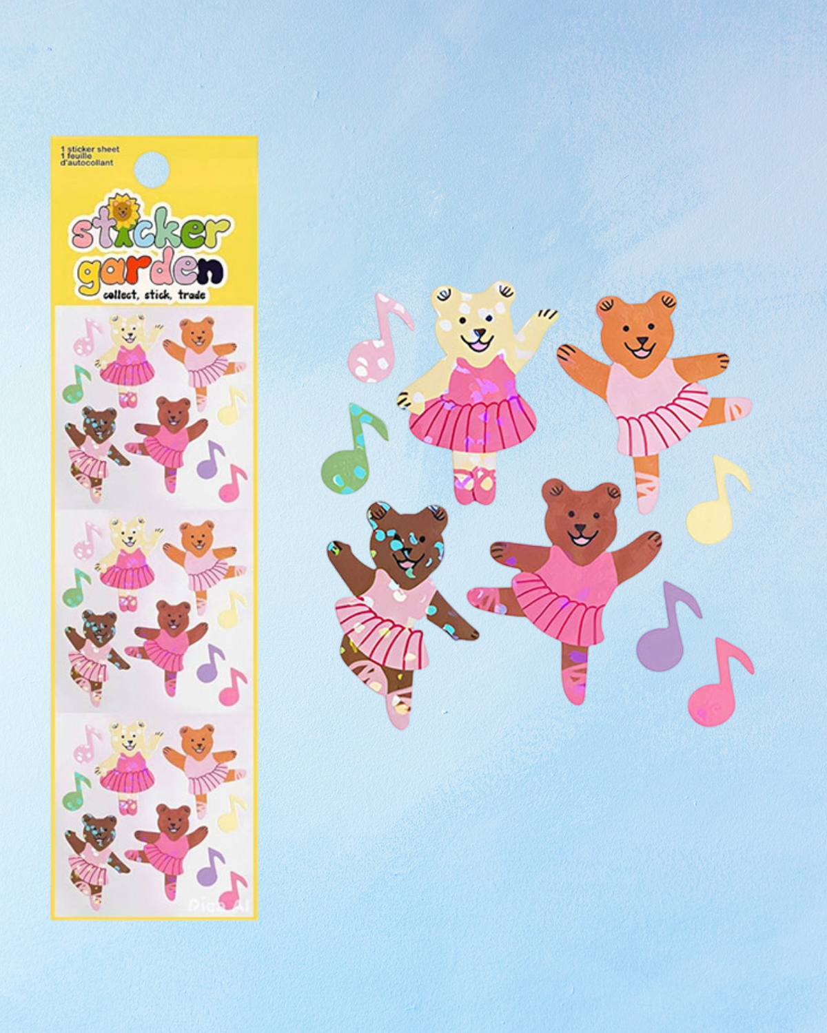 sticker sheet - ballerina bears