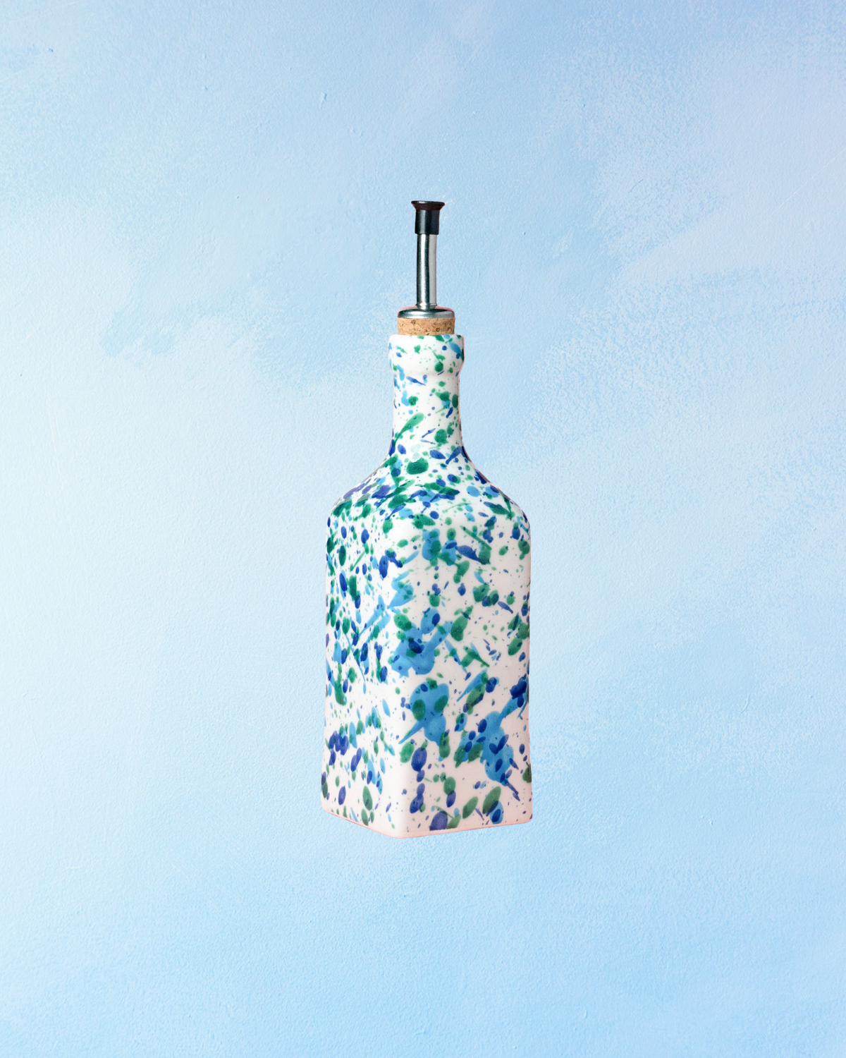 ceramic oil dispenser - blue & green coral