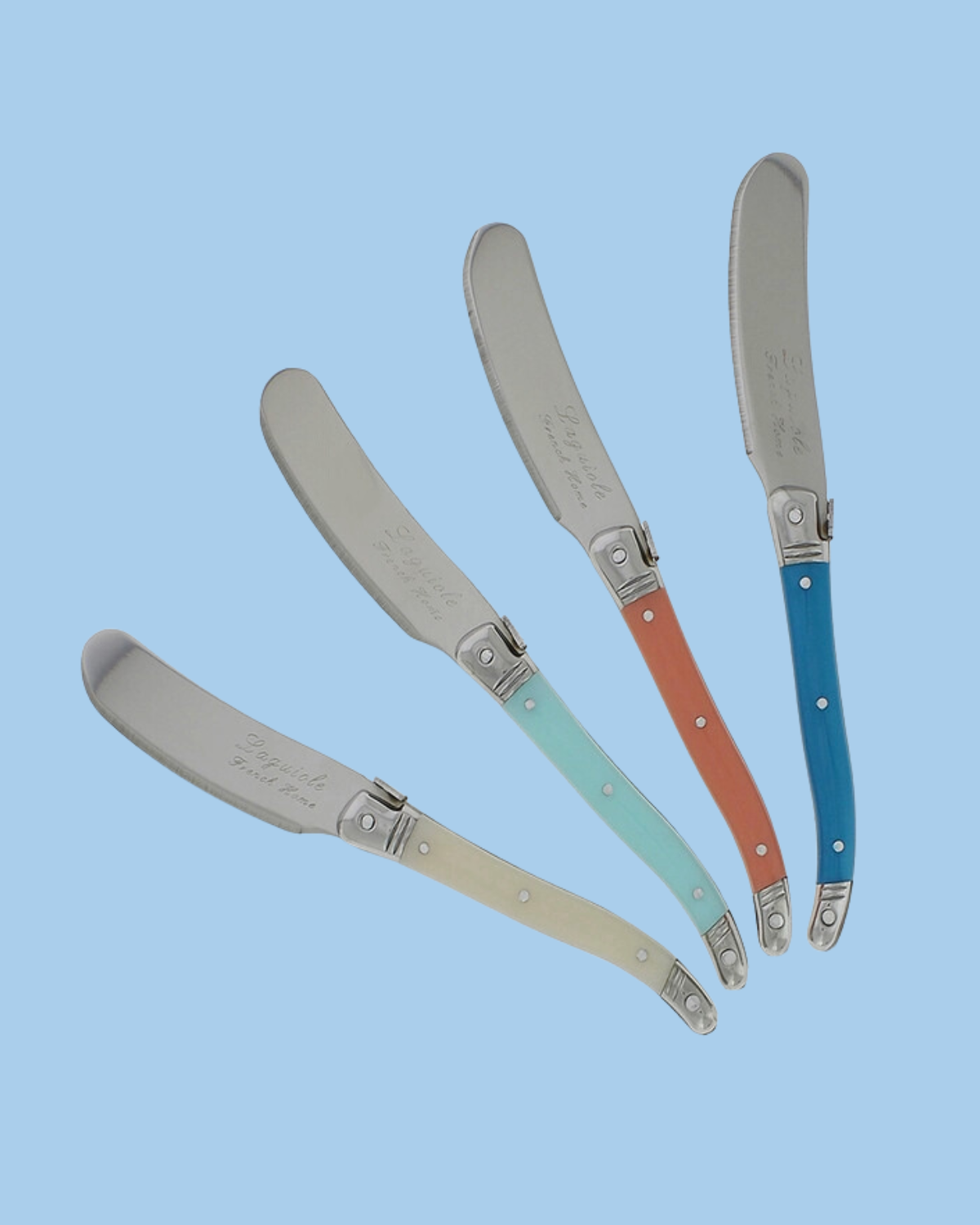 four piece spreader knife set - coral and turquoise