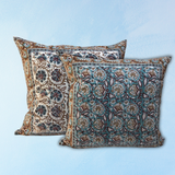 pillow - zinnia blue/brown