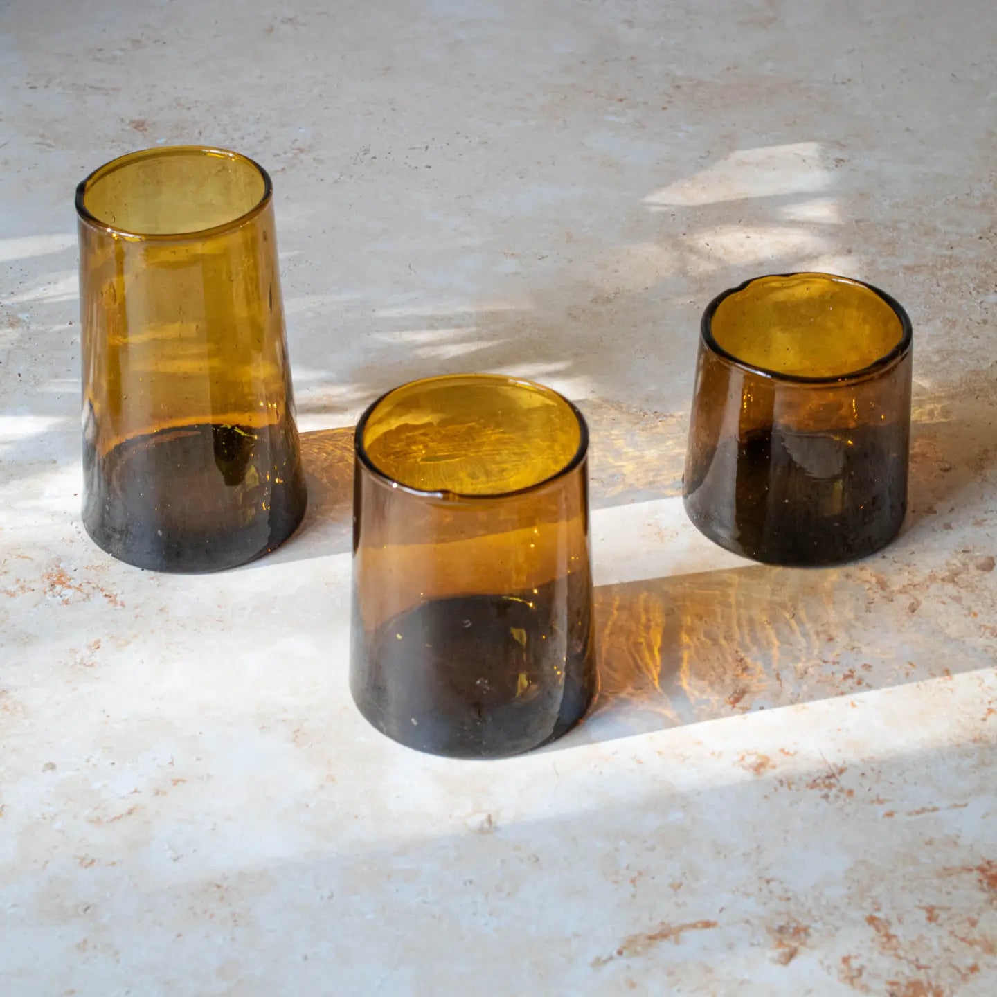 glassware - mouth-blown: amber (multiple sizes)