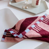 hand towel -pink and burgundy stripe