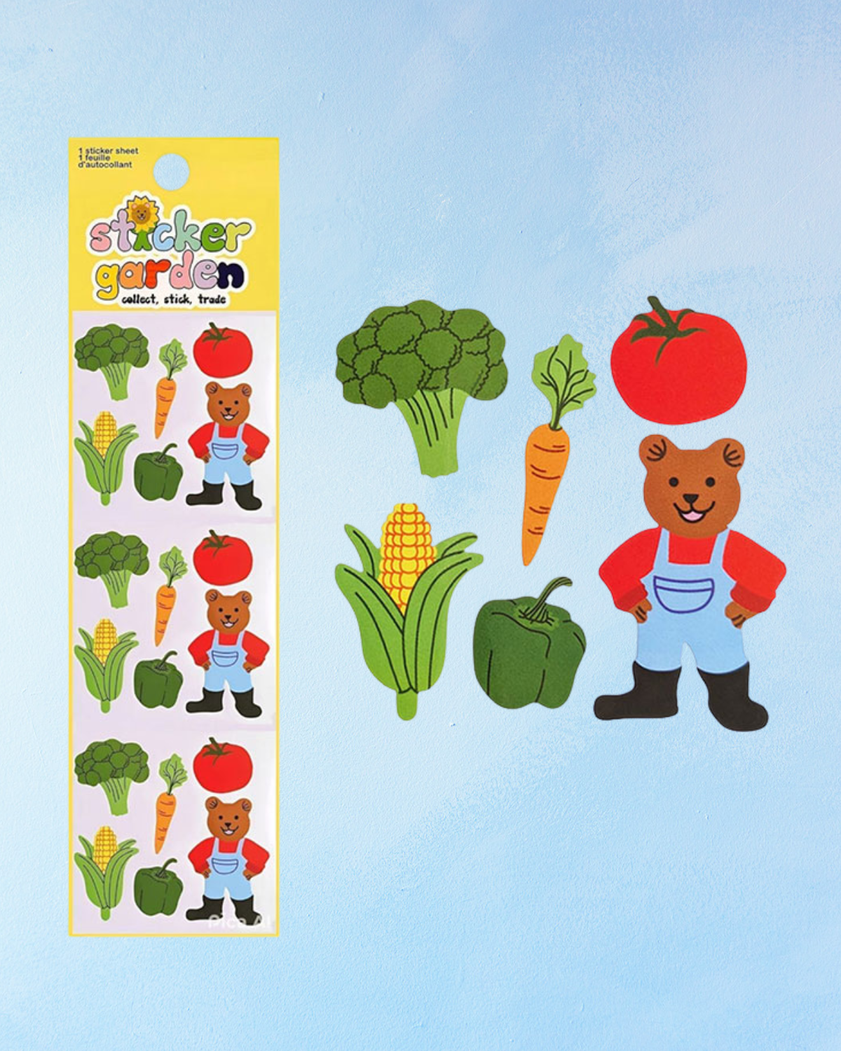 sticker sheet - farmer bear