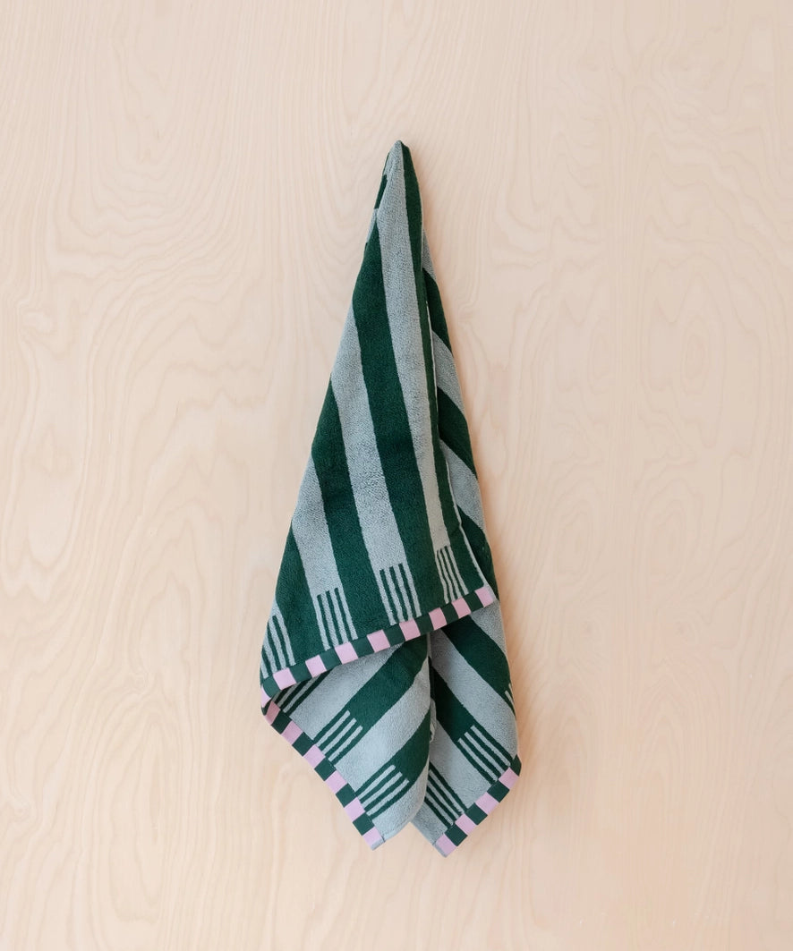 serviette de bain - rayure verte
