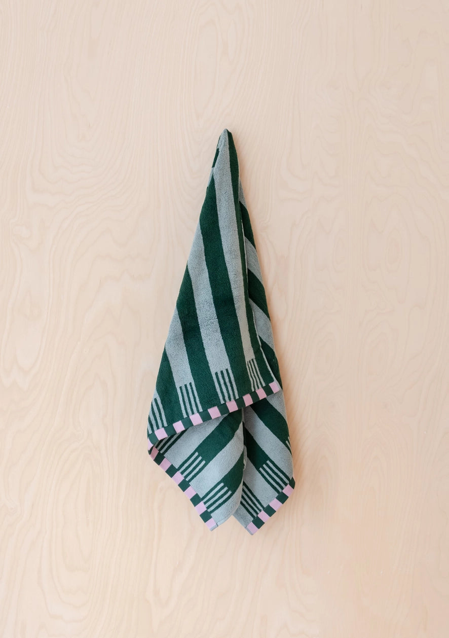 bath towel - green stripe