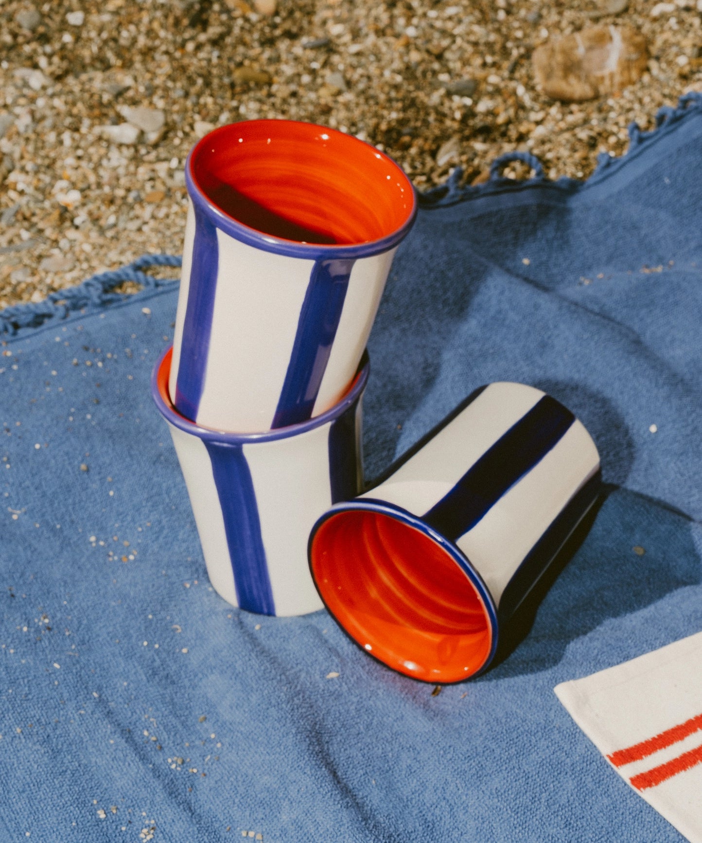 ceramic - tumbler: striped blue
