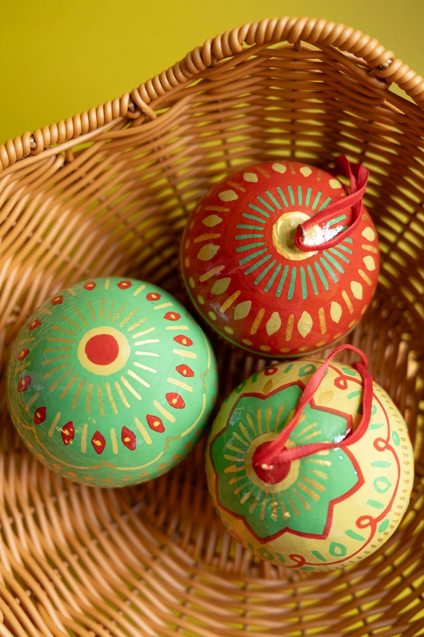 ornament - paper maché bauble (set of 3)