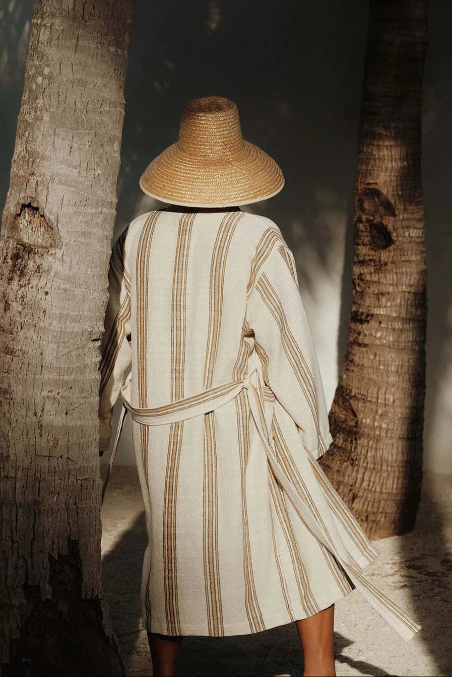 apricot linen robe - unisex adult small